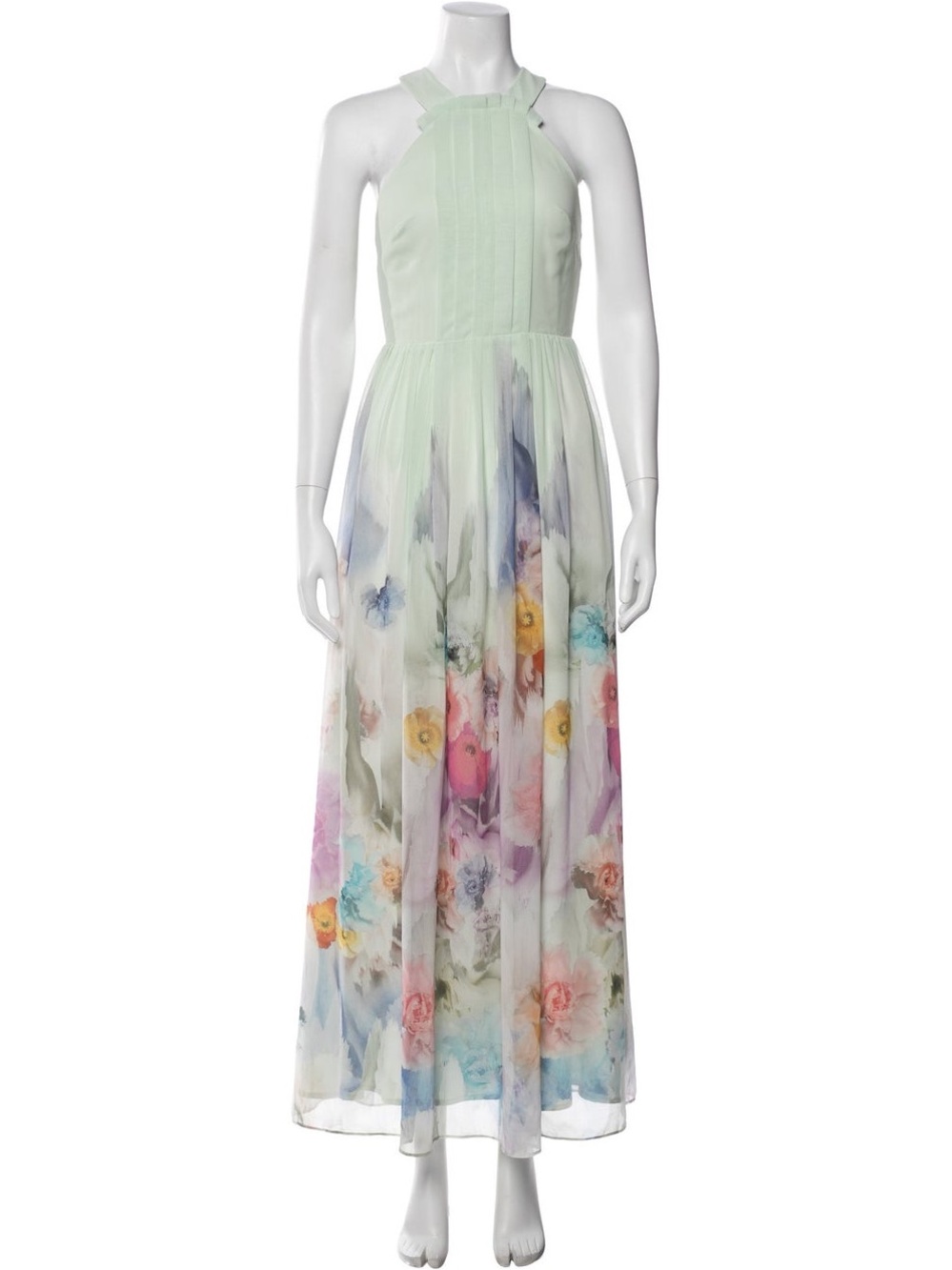 Ted Baker Pastel Mint Halter Maxi Dress with Floral